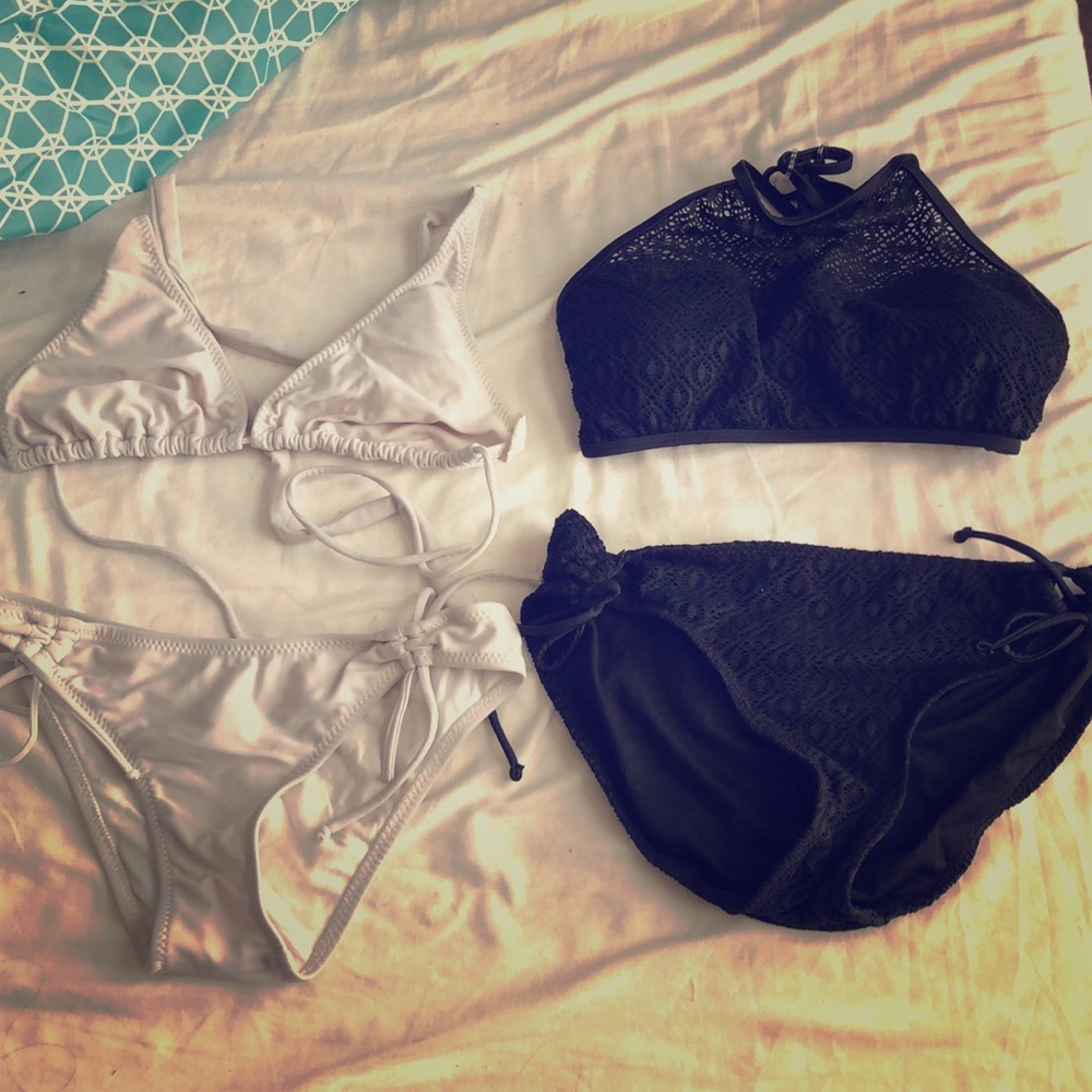 Black and white bikinis